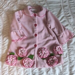 Bonnie Baby Pink Rose Fleece Coat – Toddler Girl Size 24 Months